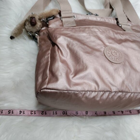 Kipling Metallic Rose Gold Brandee Crossbody And Small Pink Abby Pouch Set - Picture 14 of 14